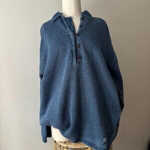 2/$40  1990s Blue Cotton Collared Sweater | Vintage Oversized Knit